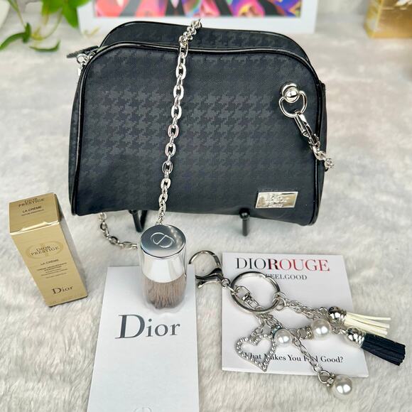 DIOR beauty line small houndstooth pouch crossbody bag beauty cute gift set - Picture 2 of 2